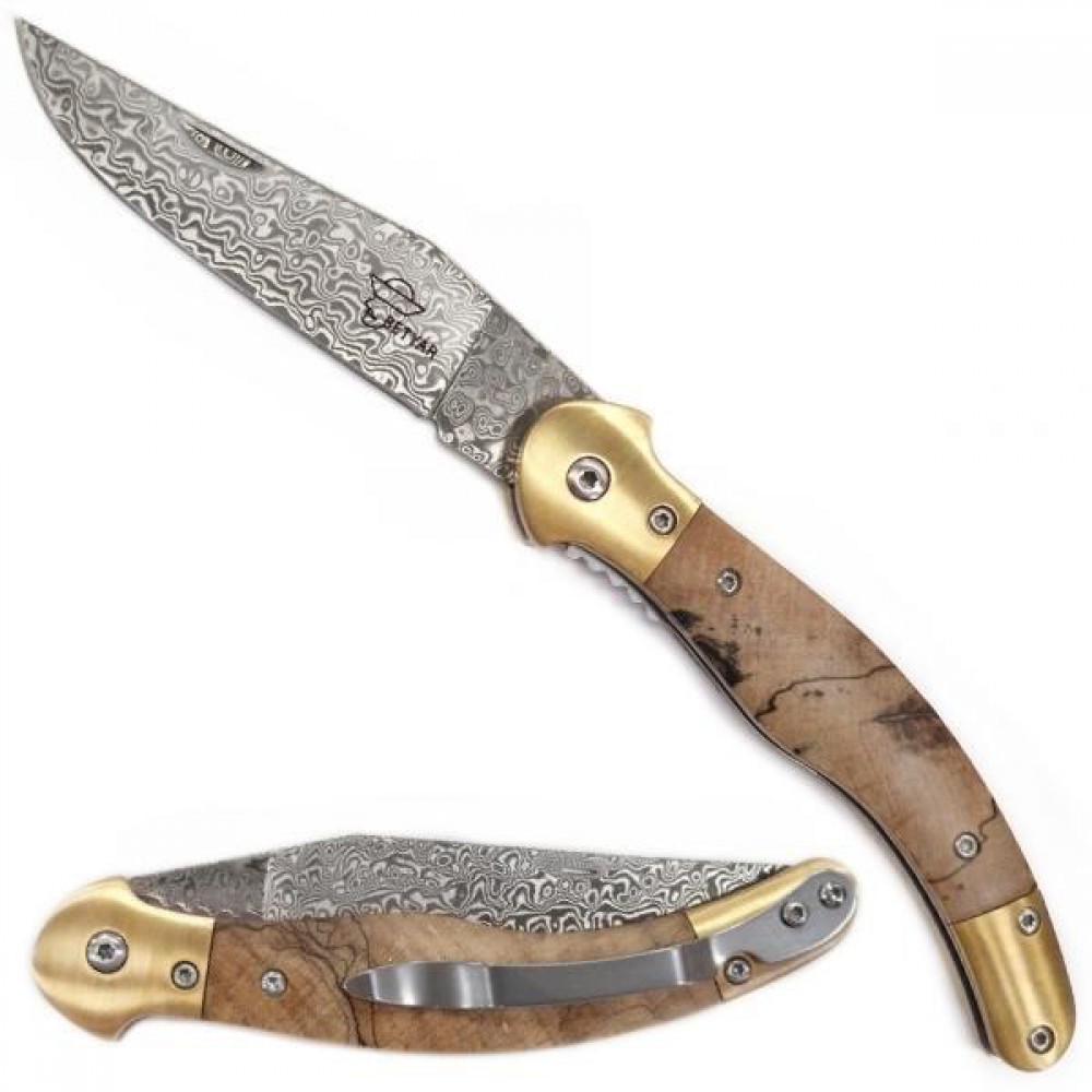 Fejesgörbe Betyár damaszk - Stabilizált gombás bükkfa