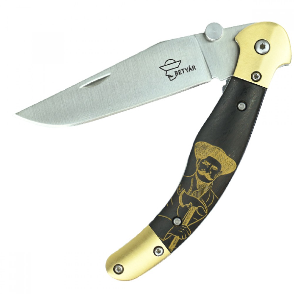 Fejesgörbe - Betyár Ébenfa Bicska – Minőségi AUS8-A Acélpenge, Állítható Nyitószemölcs, Ergonómikus Markolat Fejesgörbe - Betyár Ébenfa Bicska – Minőségi AUS8-A Acélpenge, Állítható Nyitószemölcs, Ergonómikus Markolat