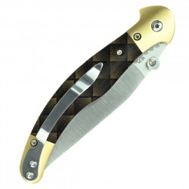 Fejesgörbe - Betyár Ébenfa Markolatú Bicska – Megújult Betyár Bicska, Minőségi AUS8-A Acélpenge, Állítható Nyitószemölccsel és Kényelmes Markolattal - Geometrikus minta pontokból